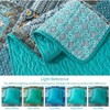 King Size Quilt Set - Soft Cotton Bedspreads 98x106 in - Lightweight Floral Quilts for Farmhouse Bedroom Teal/Green Chic, 3 Pieces - 4 of 4