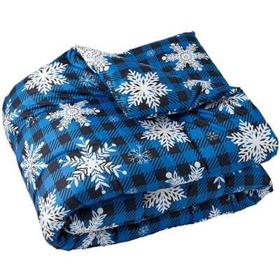 The Lakeside Collection Christmas Blue Plaid Bedding Collection - Full/Queen Comforter Set 1 Pieces
