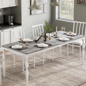 78.8'' Long Dining Table for 6-8 People, Mid Century Kitchen Table with Unique Metal Legs, Industrial Kitchen & Dining Room Furniture - 1 of 4