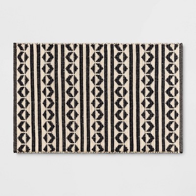 Black and White Striped Rug / Doormat Layering Rug / Small Accent