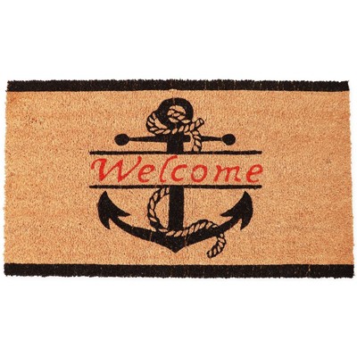 Juvale Natural Coir Welcome Door Mat, Nautical Anchor (17 x 30 in.)