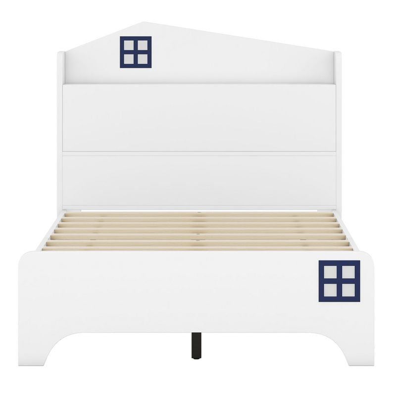 Twin/Full Size Wooden House Bed with Storage Headboard, Kids Bed with Storage Shelf - ModernLuxe, 4 of 9