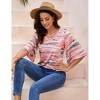 Women's 3/4 Bell Sleeve Shirt Loose Fit V Neck Blouse Cute Tops - 4 of 4