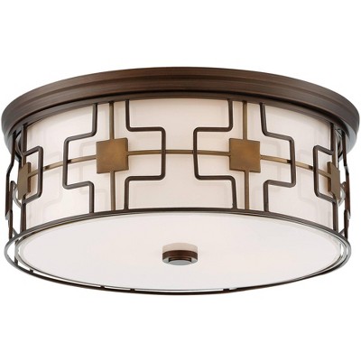 Minka Lavery Flush Mount 16"W Dark Brushed Bronze Drum LED Ceiling Light