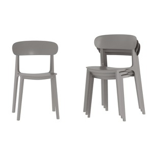 Flash Furniture Dover Set of 4 Indoor-Outdoor Stacking Patio Chairs with Curved Backrests, Commercial All-Weather Resin Chairs - 1 of 4