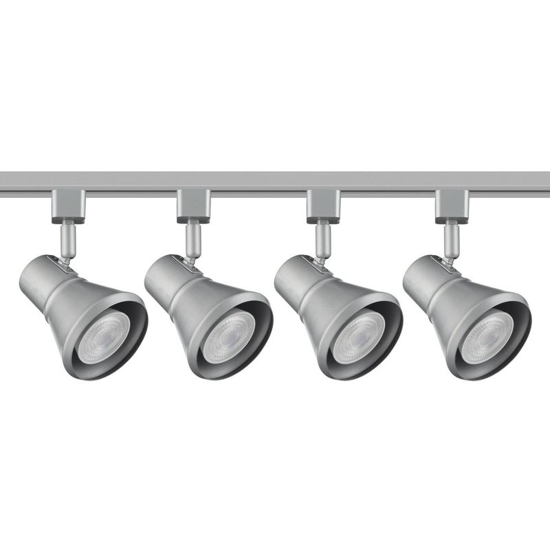 Pro Track Dexter 4-Head LED Ceiling Track Light Fixture Kit Floating Canopy Spot Light Silver Satin Nickel Finish Modern Kitchen Dining 48" Wide, 1 of 5