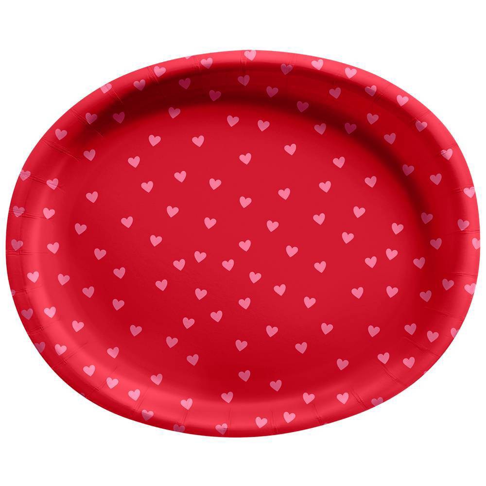 10ct 10" x 12" Oval Buffet Plates with Mini Hearts - Spritz