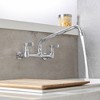 BWE Double Handles Wall Mount Modern Standard Kitchen Faucet With 8 Inch Swivel Spout 8" Center - 4 of 4
