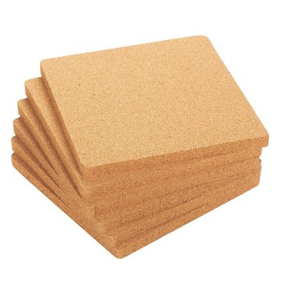 Juvale 6 Pack Cork Trivet Set, Square Kitchen Corkboard Placemat Pad for Hot Pot, Pan & Kettle 7"x7"x0.5"