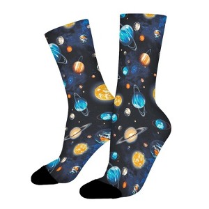 Royal Planets Women Printed Crew Socks Funny Funky Socks Soft Polyester Novelty Gifts for Artists Men - 1 of 1