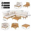Scott Living Sacova Outdoor Acacia Wood V Shape Seating Set, Teak Finish Frame with Beige Cushion - 4 of 4