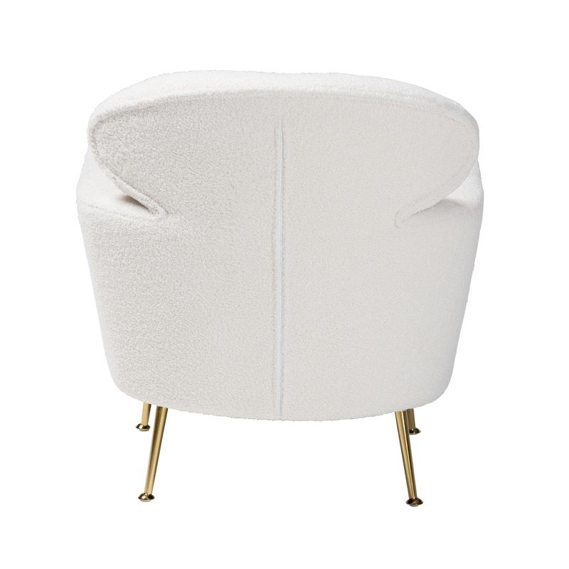 Baxton Studio Fantasia Modern and Contemporary Ivory Boucle Upholstered and Gold Metal Armchair, 5 of 11