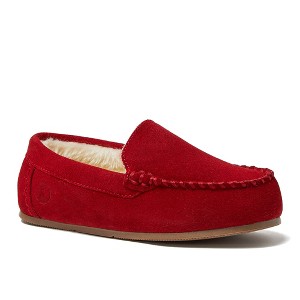 Kids Fuzzy Lined Suede Moccasin Slippers - 1 of 4