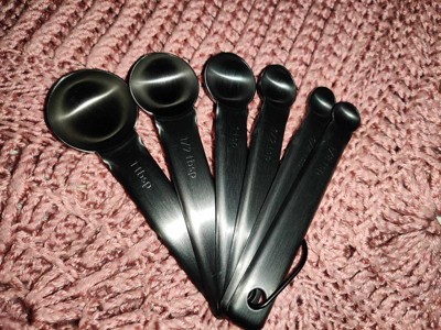 6pc Stainless Steel Measuring Spoons Matte Black - Figmint™