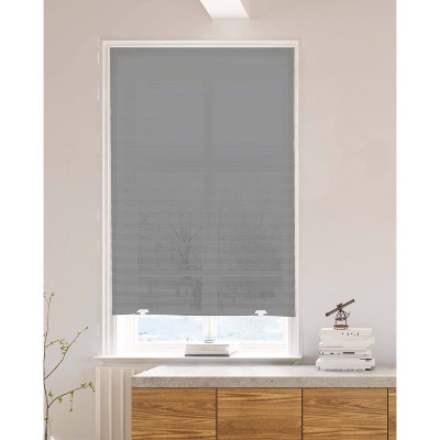 36"x72" Pleated Light Filtering Fabric Shades Gray - Lumi Home Furnishings