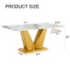 Modern Imitation Marble Pattern Dining Table,Dining Table With Tempered Glass Tabletop And MDF Legs,Rectangular Kitchen Table-Cuddlewood - 4 of 4