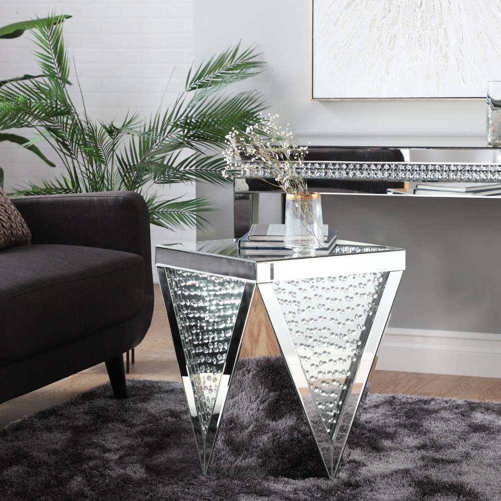 Photos - Coffee Table Glam Mirror and Glass Faceted Accent Table Gold - Olivia & May