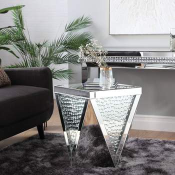 Glam Mirror and Glass Faceted Accent Table Gold - Olivia & May
