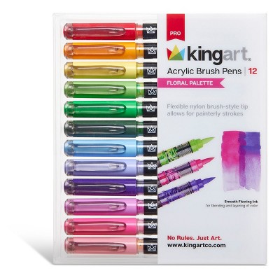 KINGART PRO Acrylic Paint Brush Pens 12 Foral Colors