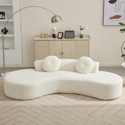 105.5" Curved Cloud Sofa, Modern 3-4 Seater Couch with Pillows, No Assembly Corduroy, for Living Room, Bedroom