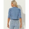 INSPIRE CHIC Women's Collarless Pockets 3/4 Sleeve Denim Jackets - 3 of 4