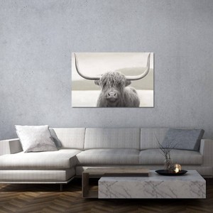 iCanvas Highland Cow Neutral by James Wiens Canvas Print Wall Art - 1 of 3