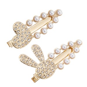 Unique Bargains Faux Pearl Camellia Hair Clips - 1 of 4