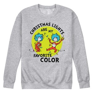 Men's - The Cat in the Hat - Christmas Lights Are My Favorite Color Graphic Fleece Sweatshirt - 1 of 4