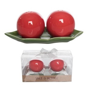 Transpac Ceramic Holly Salt and Pepper Shaker Set of 2 Christmas Tabletop Decor Green Indoor Use Dishwasher Safe - 1 of 1