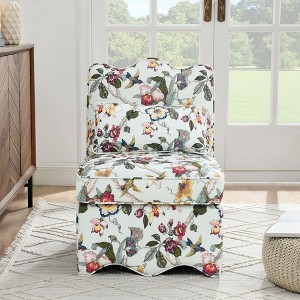 Okak Elegant Flannel Dining Chair Accent Chair with Soft Cushion Living Room Chair with Matching Pillow for Lounge Bedroom - 1 of 4
