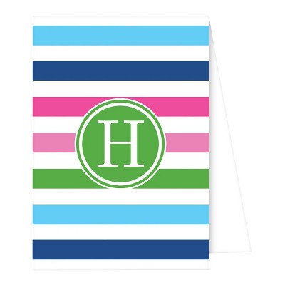 10ct Note Cards - Preppy Stripe Monogram - H