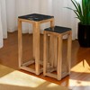 Cheung's Virael Set of 2 Black Marble Topped Wood Tables - 3 of 4