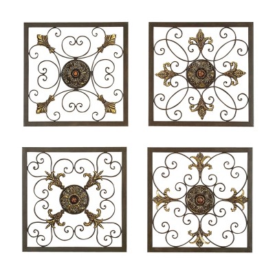 Metal Fleur De Lis : Of And & Target 4 Scrollwork Olivia Set Wall May Brown Decor 