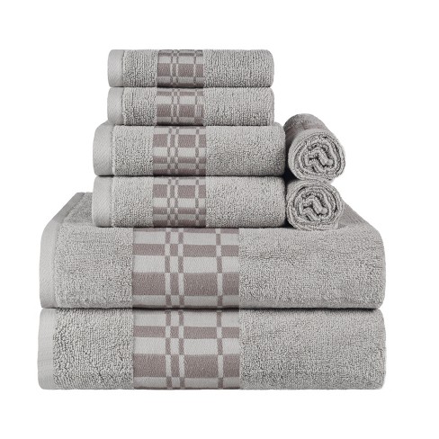 Cotton Geometric Jacquard Plush Soft Absorbent 3 Piece Bath Towel Set By  Blue Nile Mills : Target