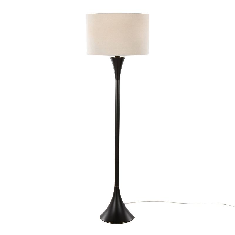 LumiSource Lenuxe 65&#34; Contemporary Metal Floor Lamp in Oil Rubbed Bronze with Natural Linen Shade from Grandview Gallery, 2 of 7