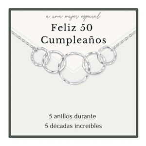 HOPE LOVE SHINE Feliz 50th cumpleaños 50th Birthday Necklace Gift – Spanish Card With Message in Español - 1 of 4