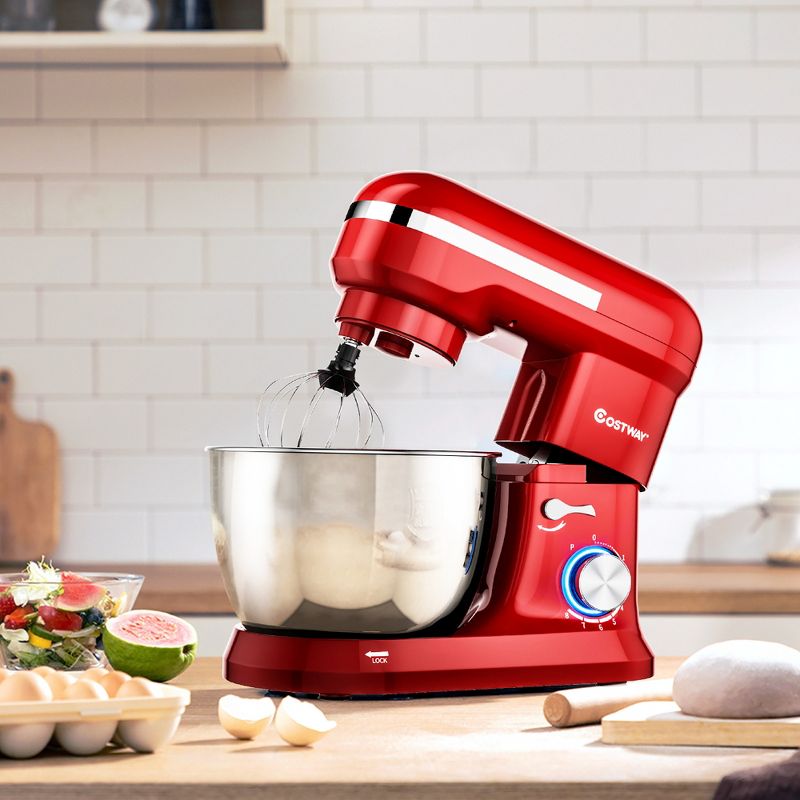 Costway 4.8 QT Stand Mixer 8-speed Electric Food Mixer w/Dough Hook Beater White\Black\Red, 2 of 11