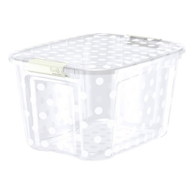 40qt Decorative Tote with Locking Lid Clear - Bella Storage