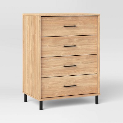 Mixed Material 4 Drawer Dresser Updated Base Natural Wood - Room Essentials™
