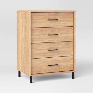 Mixed Material 4 Drawer Dresser Updated Base Natural Wood - Room Essentials™ - 1 of 4