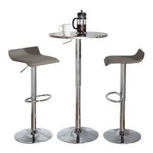 3-Piece Bar Height Dining Set with Adjustable Table and 2 Upholstered Stools - 1 of 4