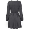 Coolmee Women's Dresses Wrap V-Neck Casual Ruffle Long Sleeve A-Line Mini Dress - 2 of 4