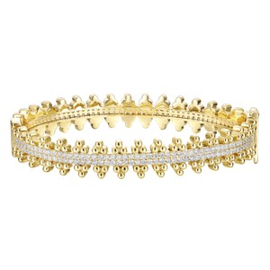Guili 14K Gold Plated Cubic Zirconia Beaded Cluster Link Tennis Bracelet - Luxurious Sparkling Jewelry with a Unique Design for Everyday Glamour - 1 of 3