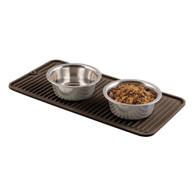 Leashboss Splash Mat Dog Food Silicone Tray with Tall Lip, for Pet Food and Water Bowls - Black - XXL