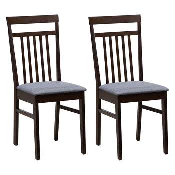 Tangkula Upholstered Dining Chair Set of 2 Kitchen Armless Padded w/ Slanted Backrest