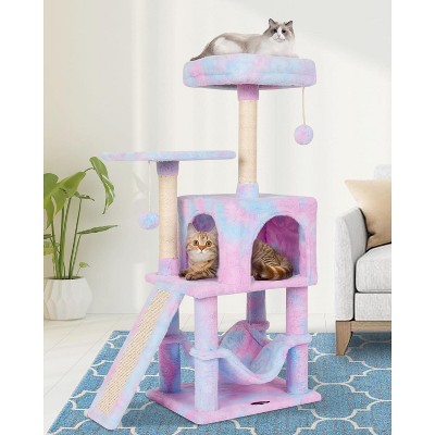 Rainbow Cute Cat Tree for Indoor Cat Tower with Scratching Post Modern Activity House Hammock