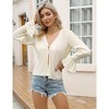 Womens Corduroy Cardigan Cropped Open Front Tops with Ruffle Sleeve Textured Front Tie Tops - 3 of 4