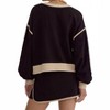 Women's Solid Contrast Trim Long Sleeve Top - entro M - 3 of 4