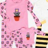 Leveret Girls Cotton Pajamas with Matching Doll Outfit – 2 Pack – Bee & Flower - 2 of 4