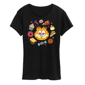 Women's - Garfield - Garfield Hearts Food Short Sleeve Graphic T-Shirt - 1 of 4